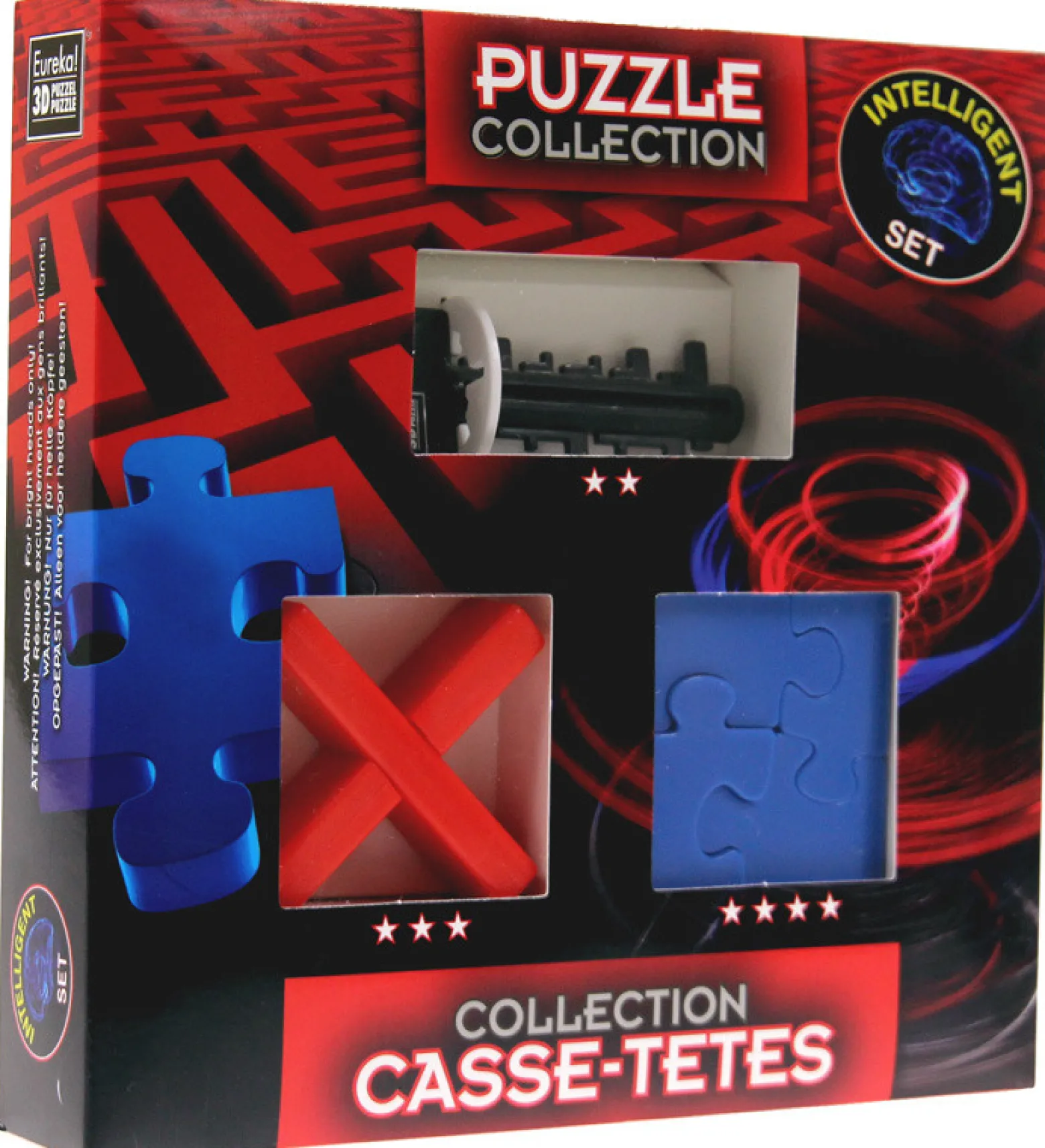Łamigłówki INTELLIGENT (Key Maze, Square Jigsaw, Cross Puzzle)
