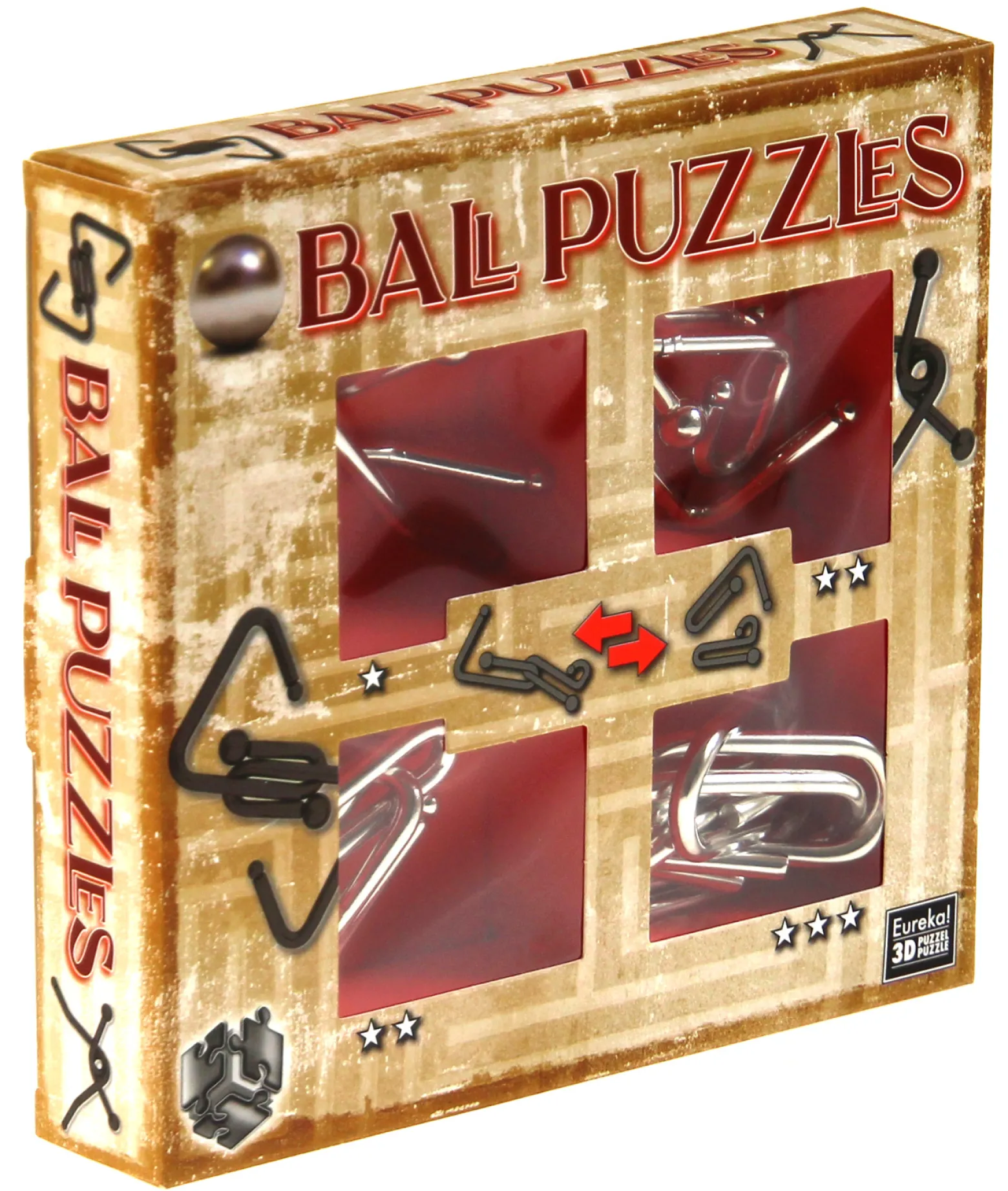 Łamigłówki metalowe 4 szt. BALL PUZZLES - ZESTAW CZERWONY