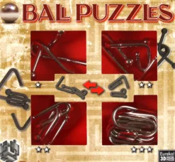 Łamigłówki metalowe 4 szt. BALL PUZZLES - ZESTAW CZERWONY