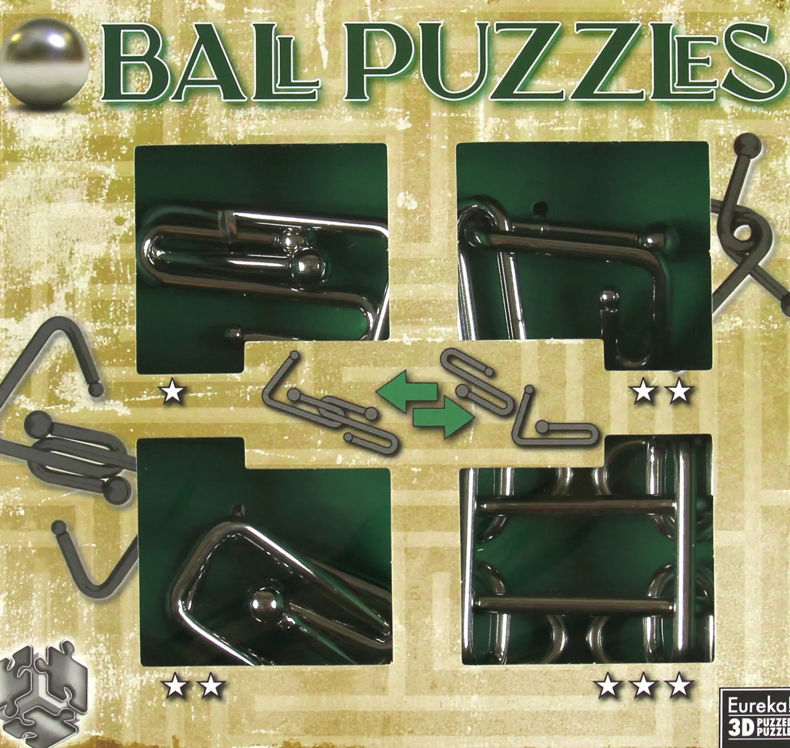 Łamigłówki metalowe 4 szt. BALL PUZZLES - ZESTAW ZIELONY