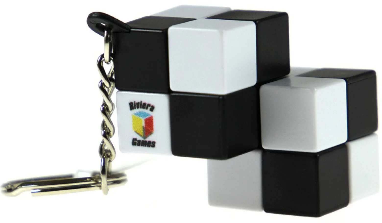 Brelok do kluczy z podwójną czarno-białą kostką 2x2x2 (standard)