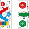 Drewniana plansza do gry + komplet pionków (Chińczyk dla 4 i 6 graczy 40x40 cm) (T-134A)