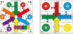 Drewniana plansza do gry + komplet pionków (Chińczyk dla 4 i 6 graczy 40x40 cm) (T-134A)