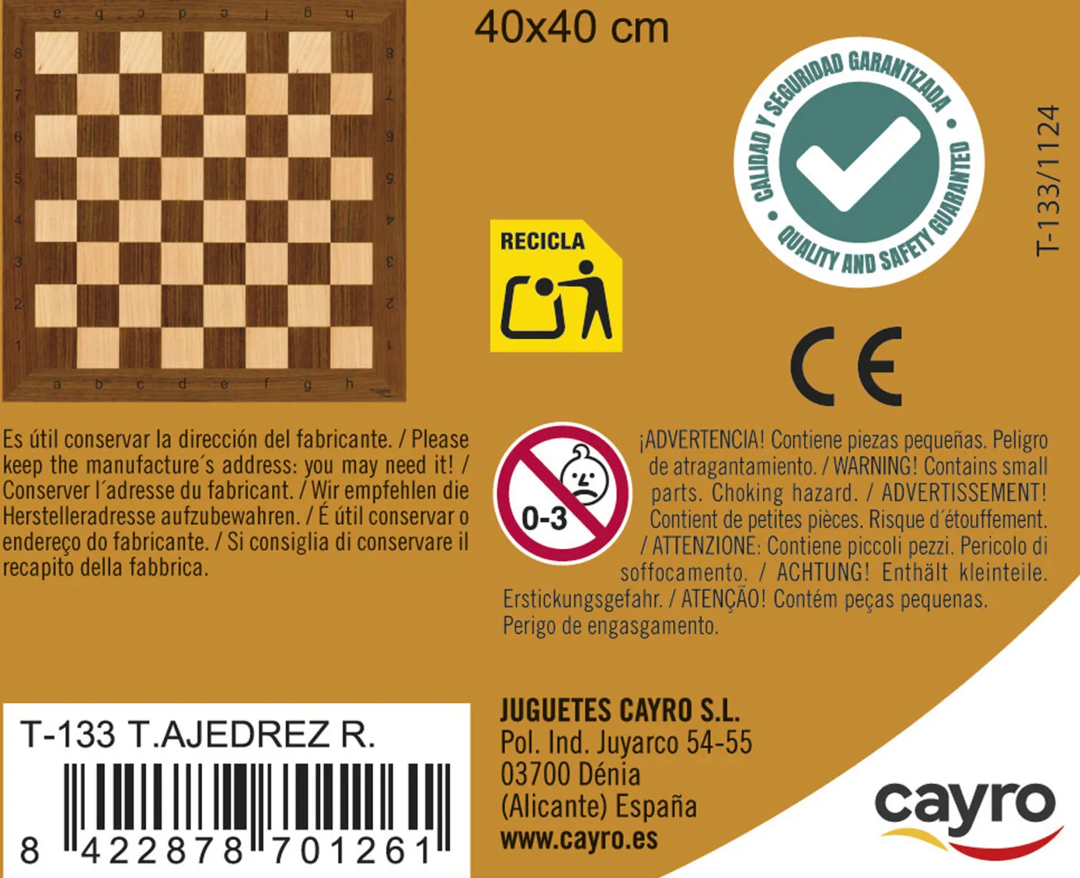 Plansza do gry w Szachy 40x40 cm (T-133)