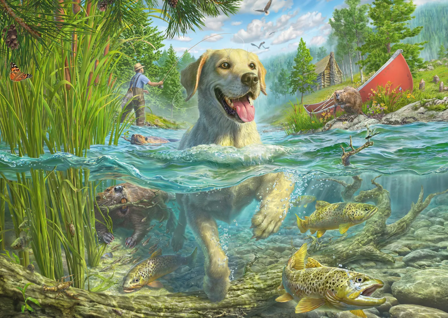 PQ Puzzle 1000 el. MARK FREDRICKSON Labrador na rybach