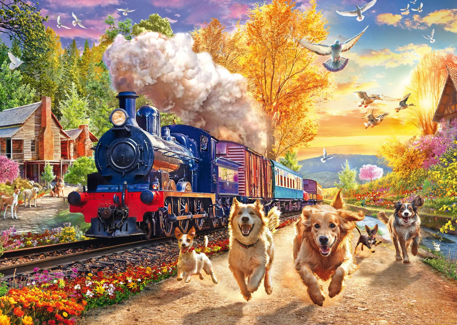 PQ Puzzle 1000 el. O psach, które ścigają się z koleją
