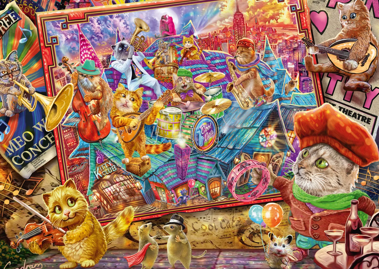 PQ Puzzle 1000 el. STEVE SUNDRAM Muzykalne koty (Cat Mania)