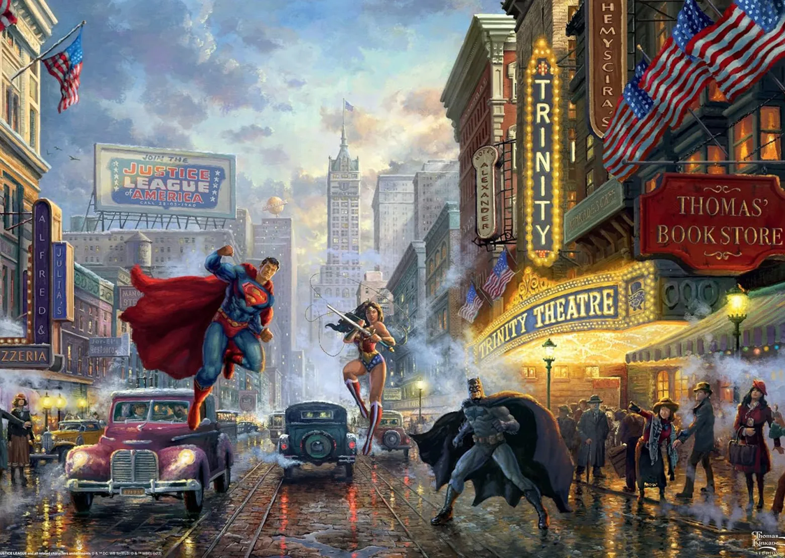 PQ Puzzle 1000 el. THOMAS KINKADE Batman, Wonder Woman, Superman (DC)