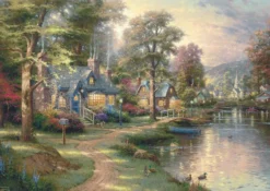 PQ Puzzle 1000 el. THOMAS KINKADE Miasteczko nad rzeką (drewniane)