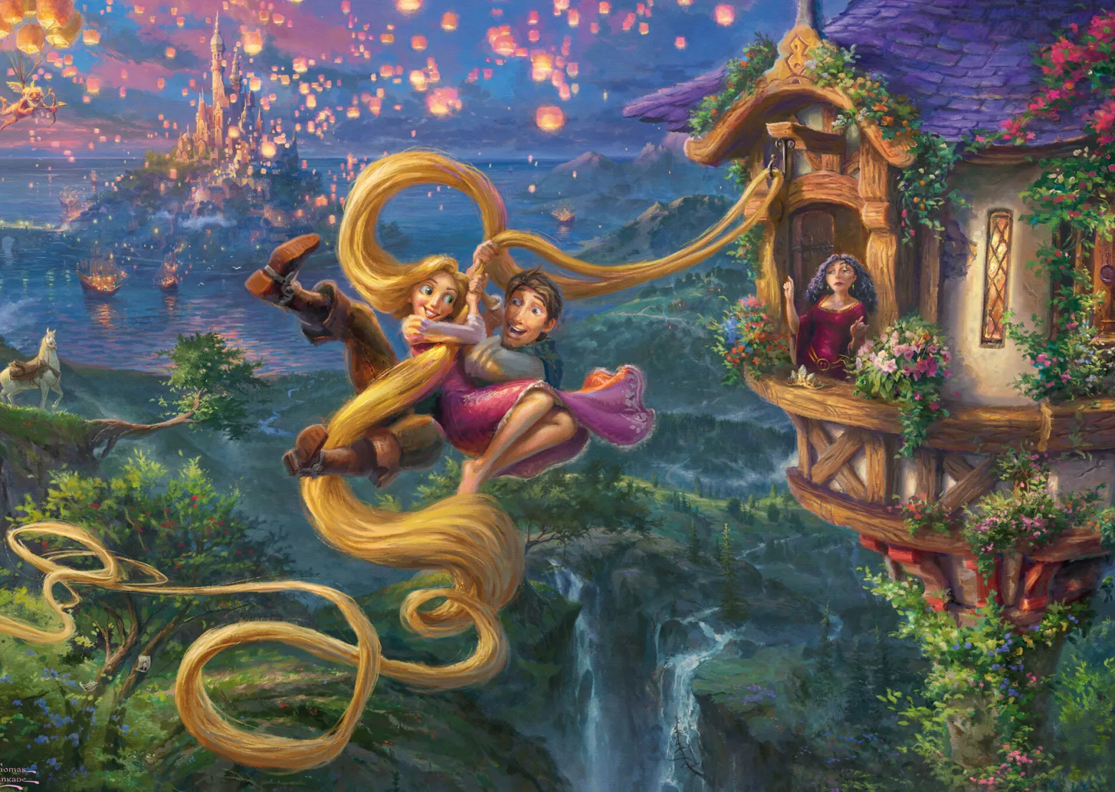 PQ Puzzle 1000 el. THOMAS KINKADE Roszpunka - Zaplątani w miłości (Disney)