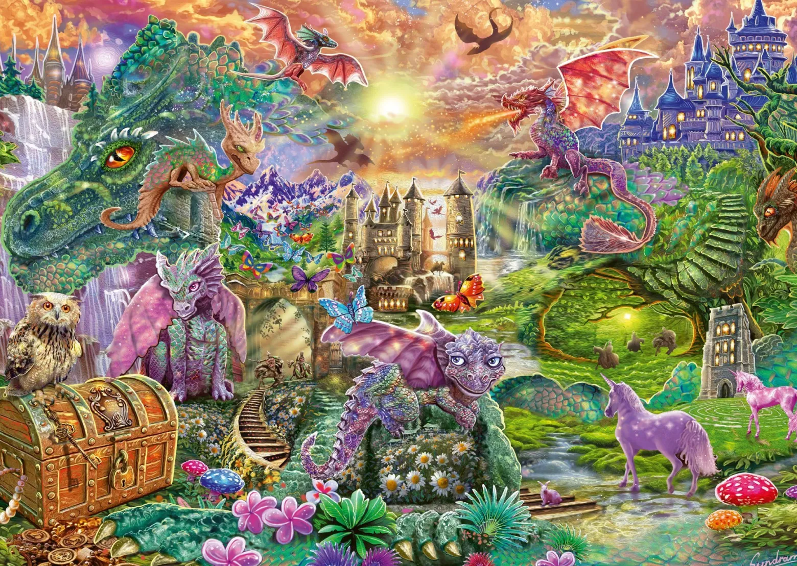 PQ Puzzle 1000 el. Zaczarowana kraina smoków