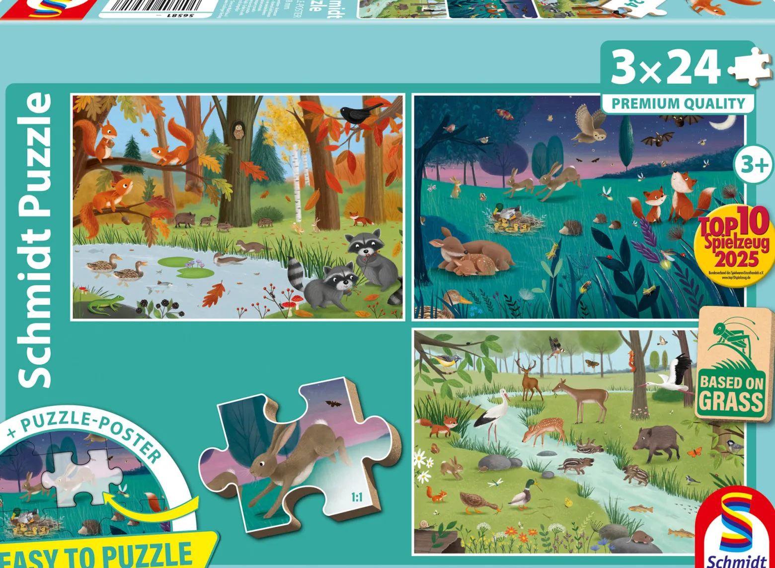 PQ Puzzle 3 x 24 el. Leśne zwierzęta