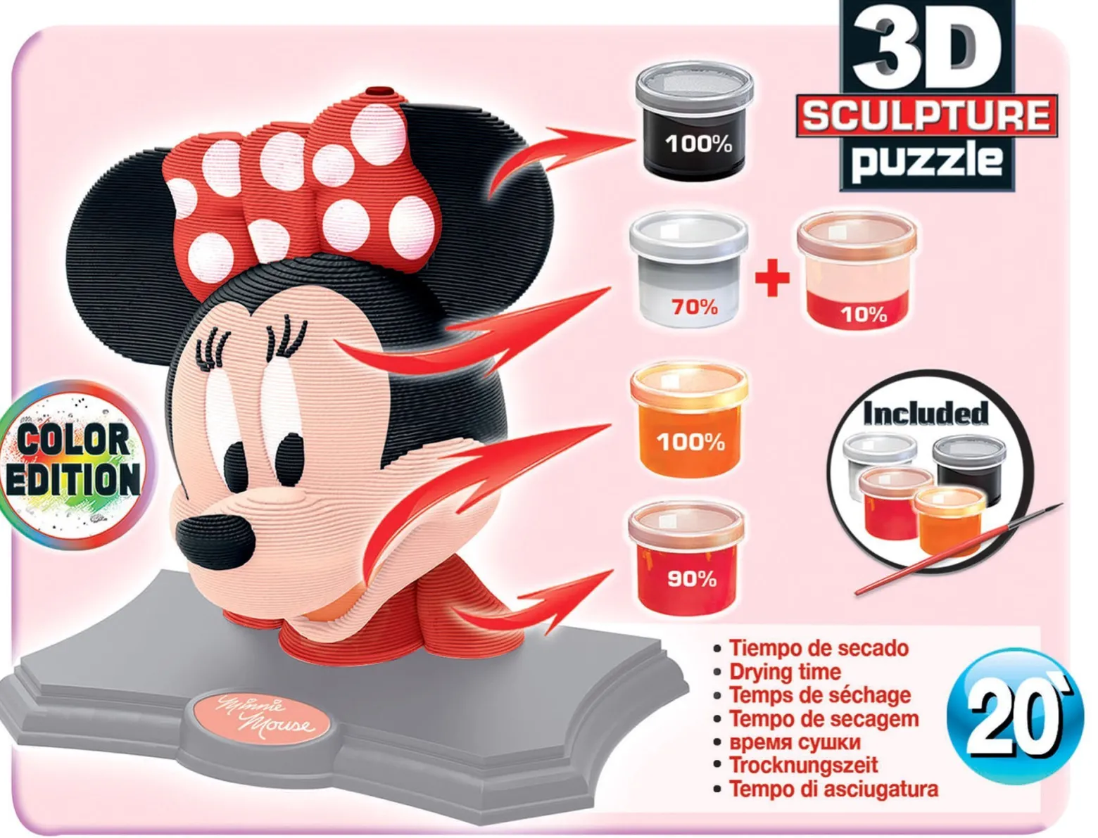 Puzzle 3D 160 el. Myszka Minnie (rzeźba do pomalowania)