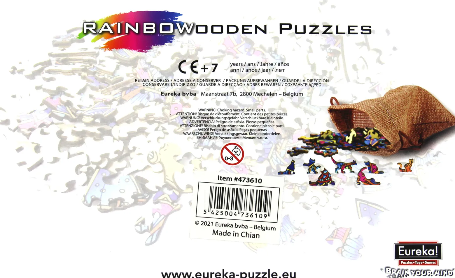 Puzzle drewniane / kolorowe 99 el. - Kot