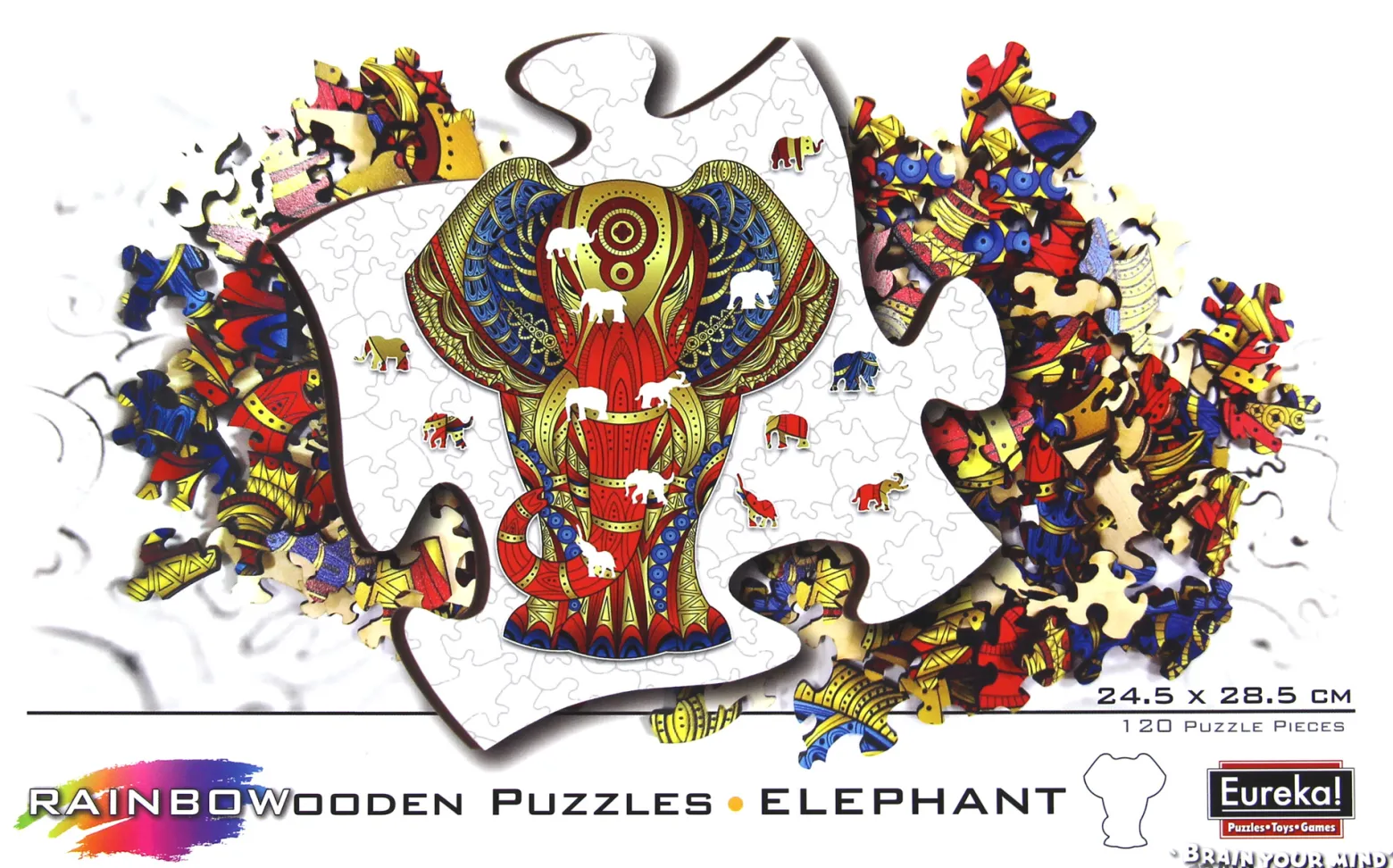 Puzzle drewniane / kolorowe 120 el. - Słoń