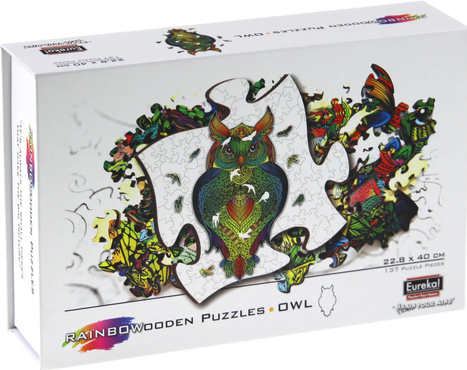 Puzzle drewniane / kolorowe 137 el. - Sowa