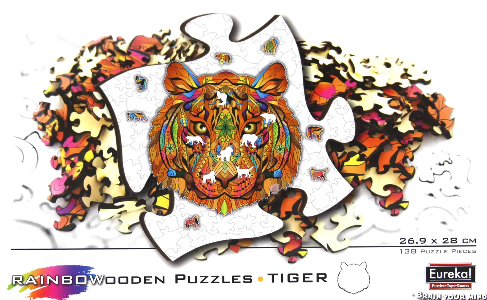 Puzzle drewniane / kolorowe 138 el. - Tygrys