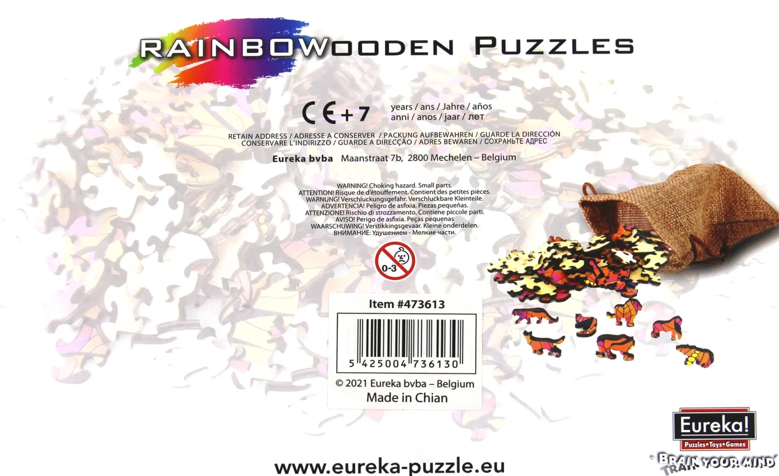 Puzzle drewniane / kolorowe 138 el. - Tygrys