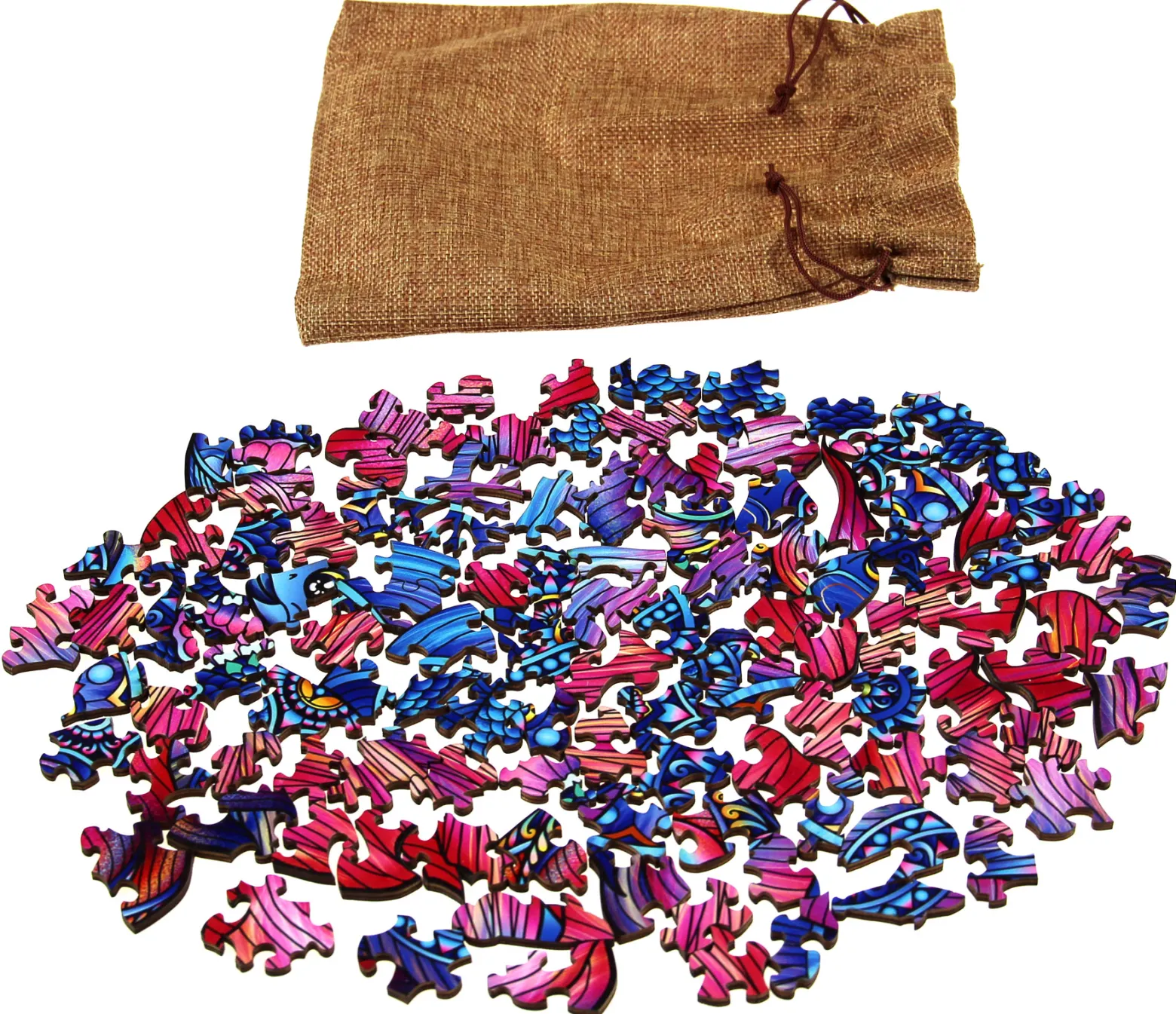 Puzzle drewniane / kolorowe 112 el. - Ryba (Bojownik wspaniały)