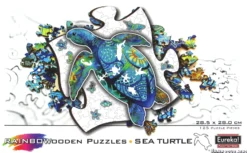 Puzzle drewniane / kolorowe 125 el. - Żółw morski