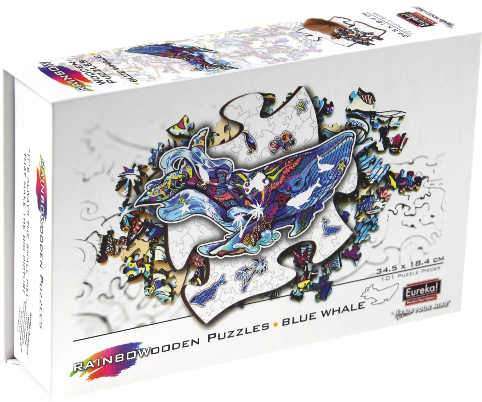 Puzzle drewniane / kolorowe 101 el. - Płetwal błękitny