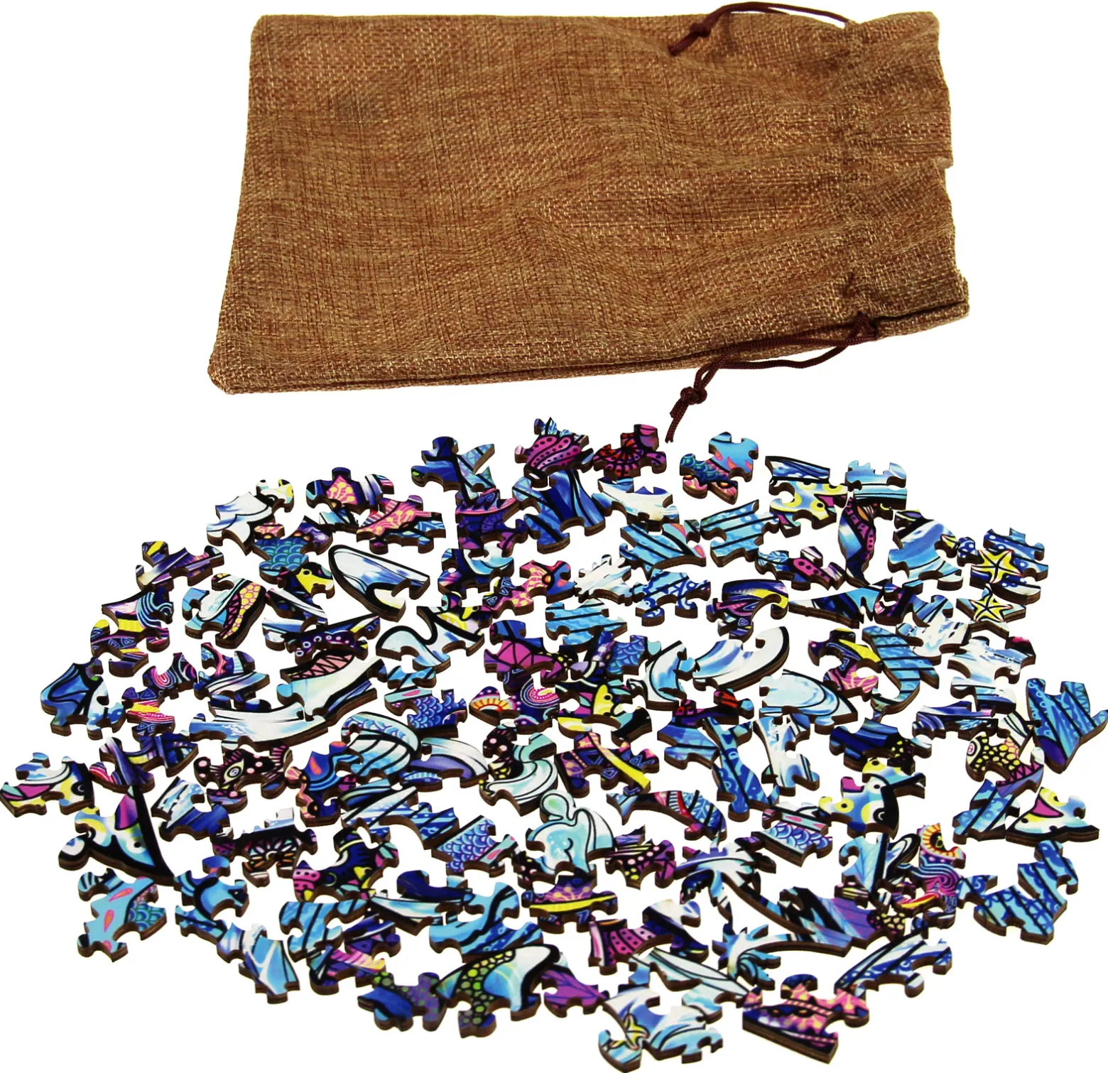 Puzzle drewniane / kolorowe 101 el. - Płetwal błękitny