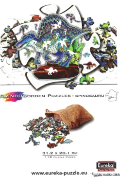 Puzzle drewniane / kolorowe 118 el. - Spinozaur