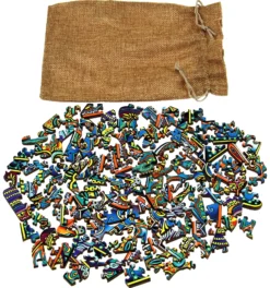 Puzzle drewniane / kolorowe 112 el. - Dwupłatowiec