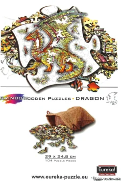 Puzzle drewniane / kolorowe 104 el. - Smok