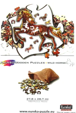 Puzzle drewniane / kolorowe 103 el. - Koń