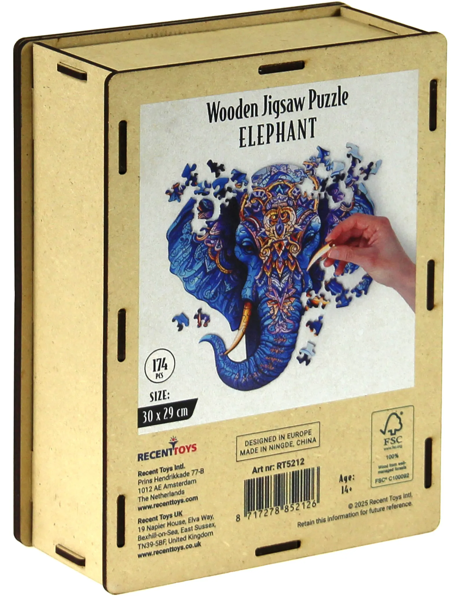 Puzzle drewniane / kolorowe 174 el. - Słoń