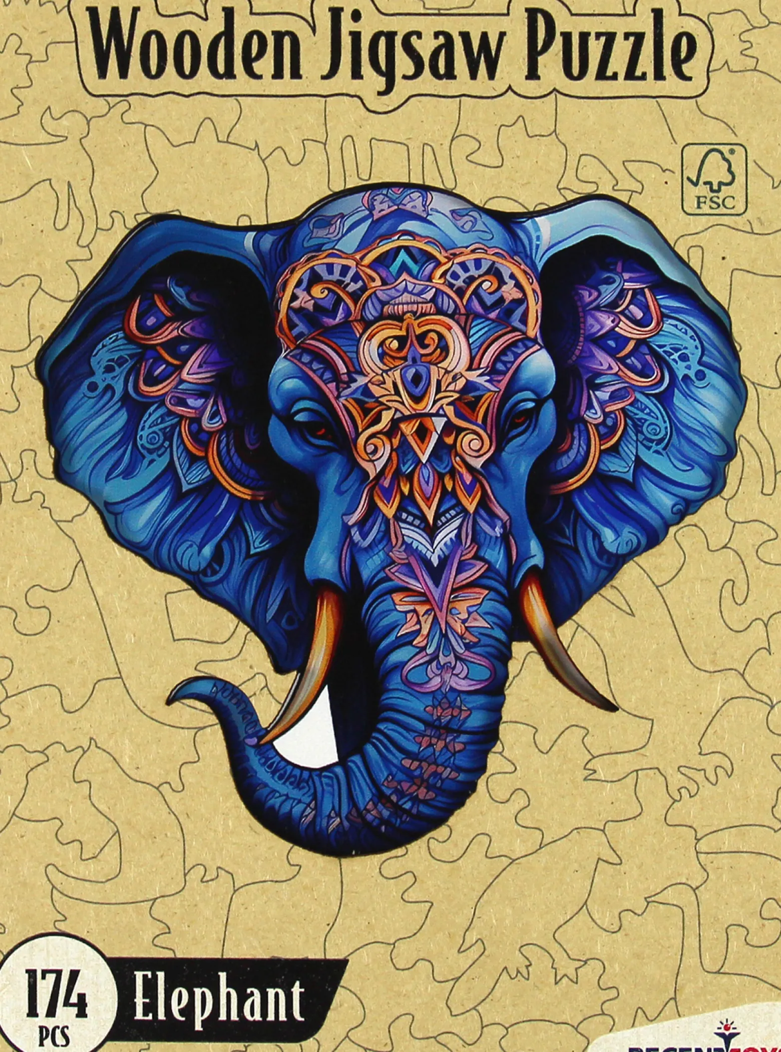 Puzzle drewniane / kolorowe 174 el. - Słoń