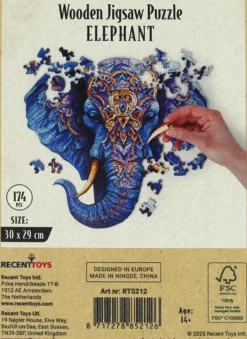 Puzzle drewniane / kolorowe 174 el. - Słoń