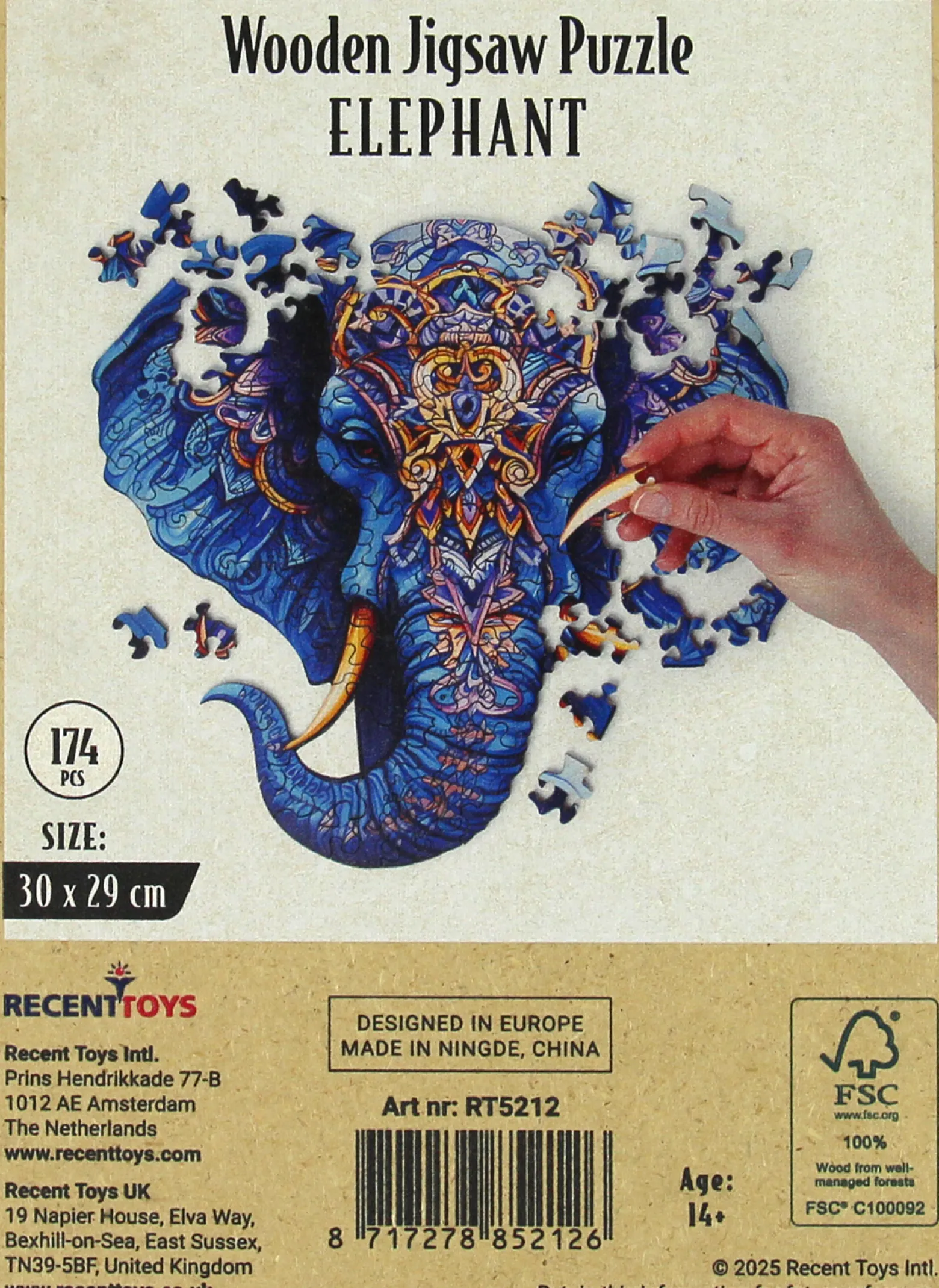 Puzzle drewniane / kolorowe 174 el. - Słoń