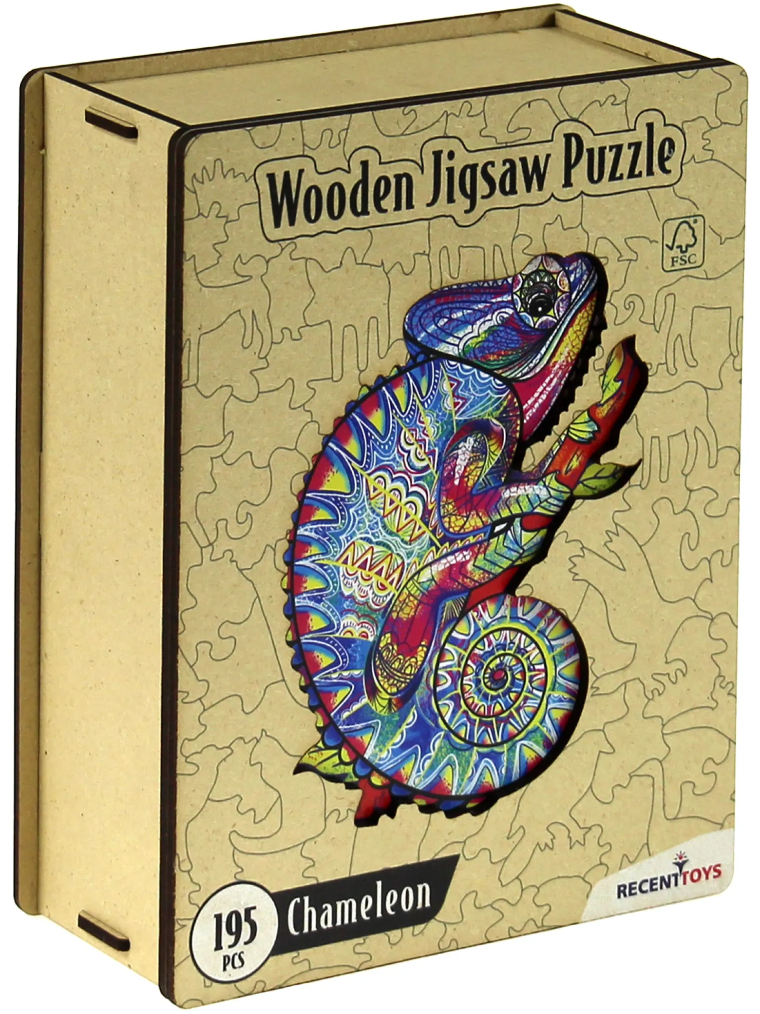 Puzzle drewniane / kolorowe 195 el. - Kameleon