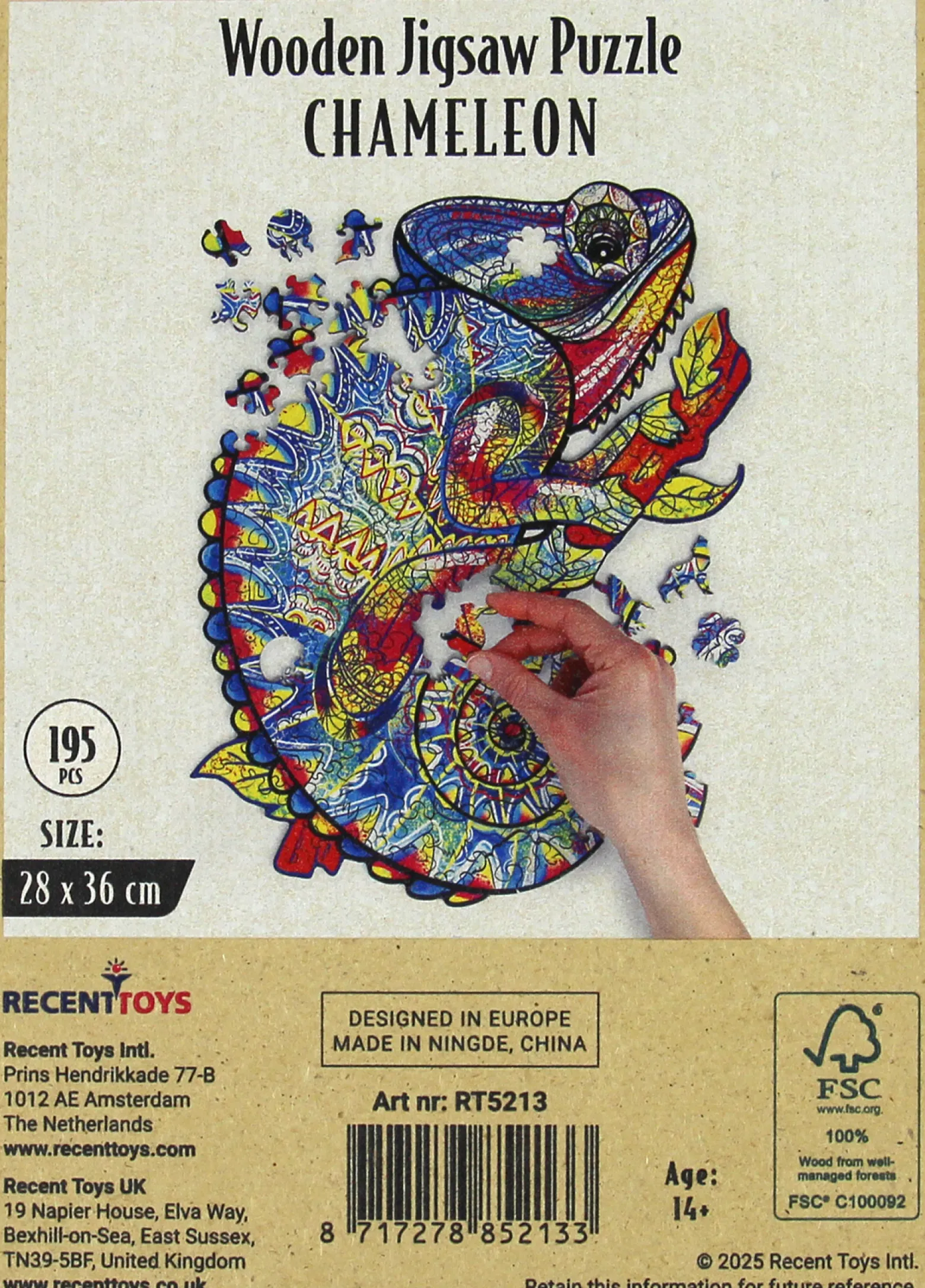 Puzzle drewniane / kolorowe 195 el. - Kameleon