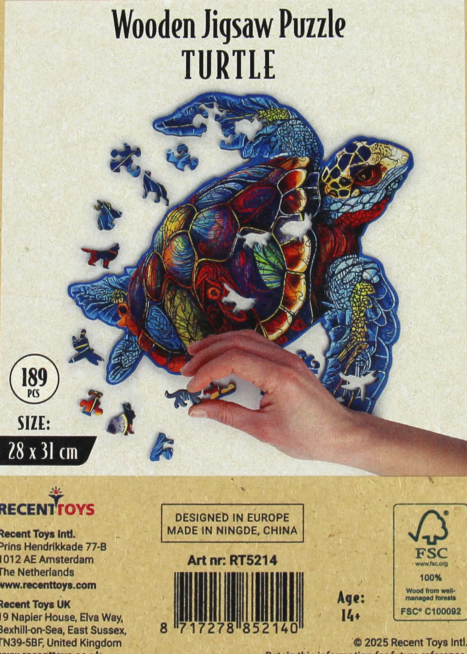 Puzzle drewniane / kolorowe 189 el. - Żółw