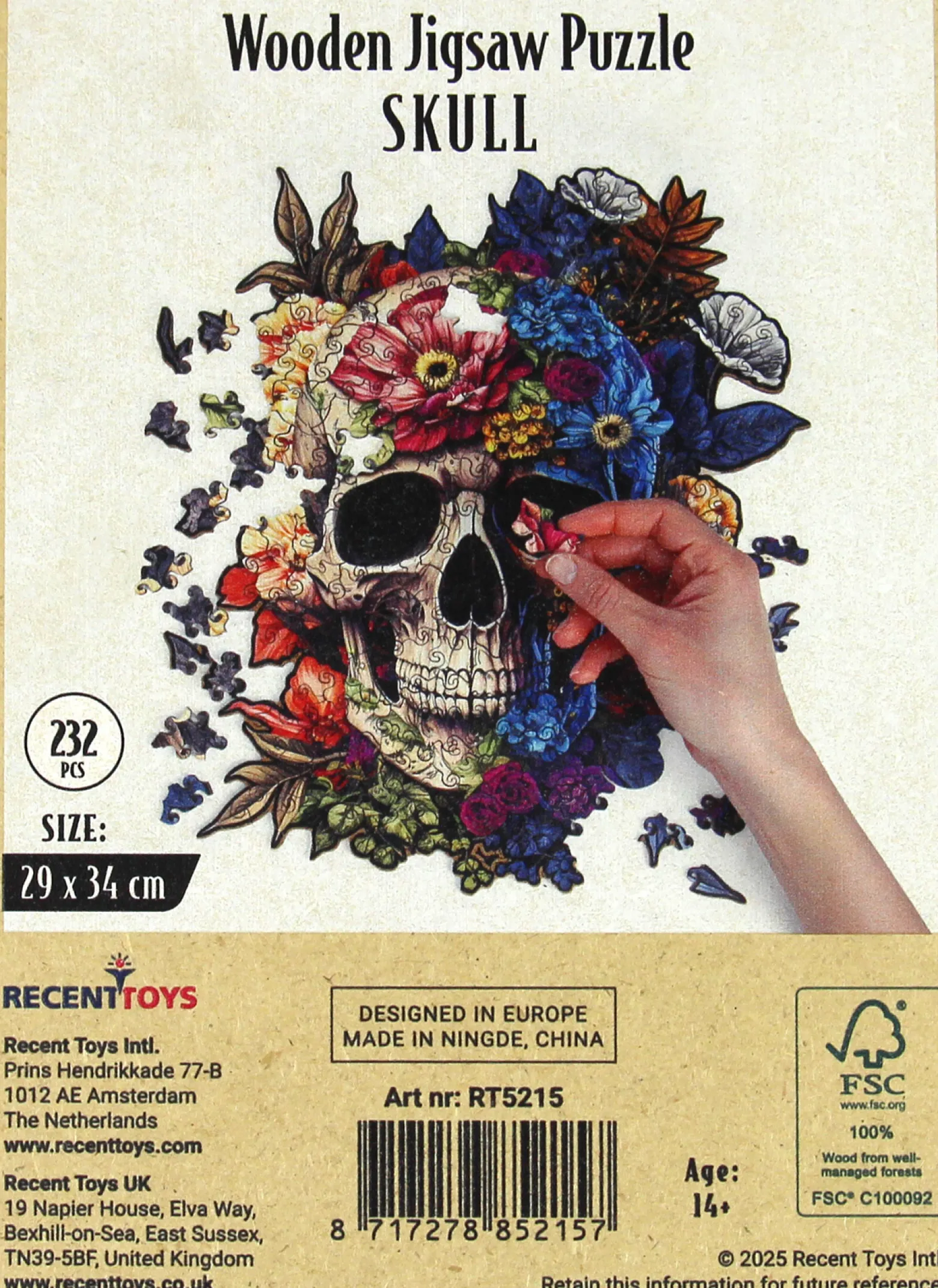 Puzzle drewniane / kolorowe 232 el. - Czaszka