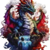 Puzzle drewniane / kolorowe 287 el. - Smok