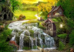 Puzzle 1000 el. Chatka z młynem wodnym