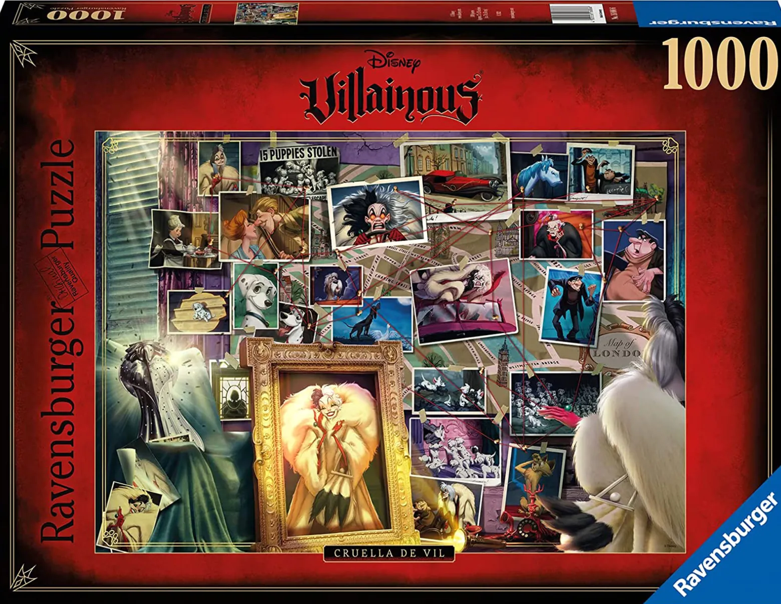 Puzzle 1000 el. 101 dalmatyńczyków (Złoczyńcy Disneya - Cruella de Mon)