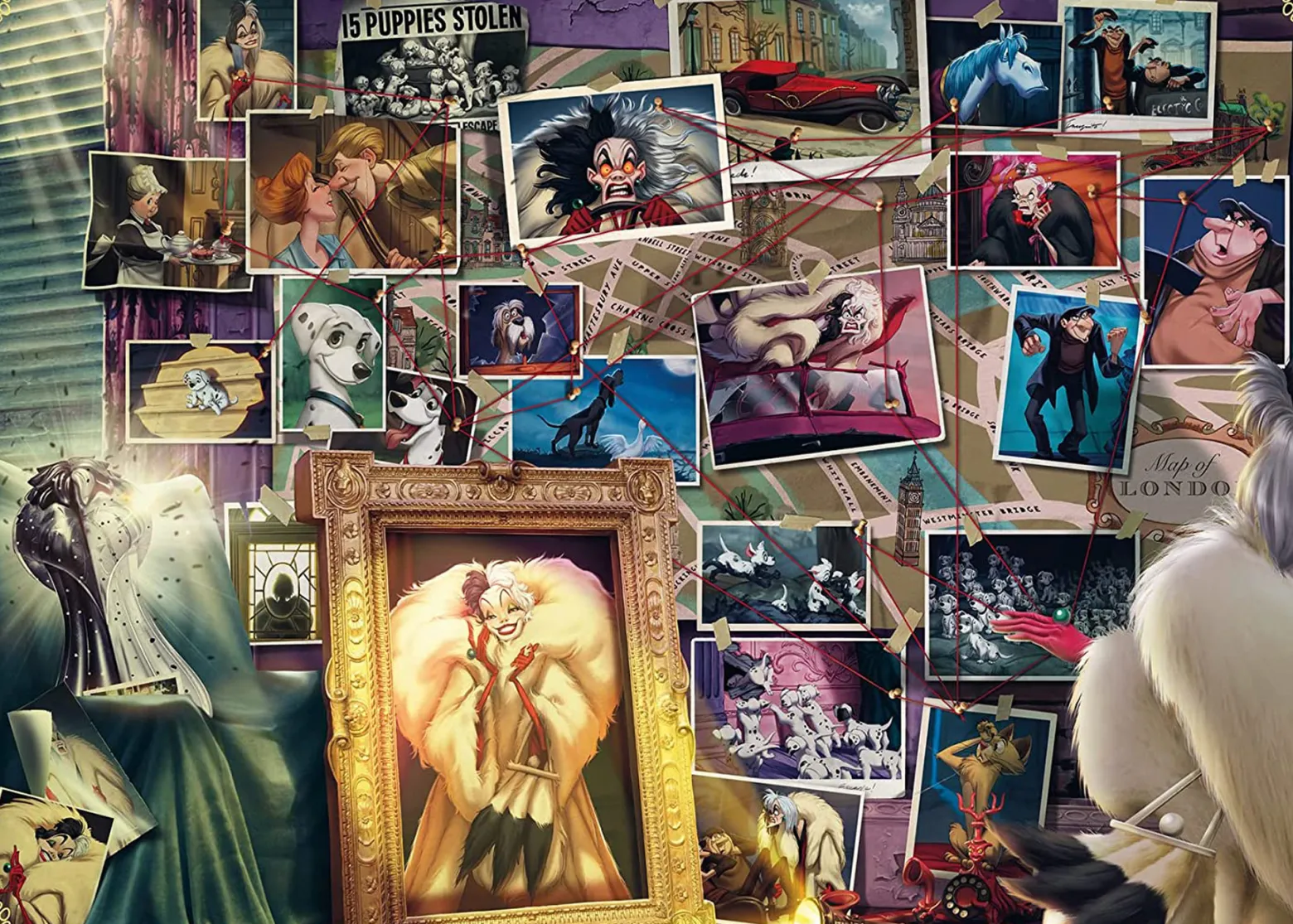 Puzzle 1000 el. 101 dalmatyńczyków (Złoczyńcy Disneya - Cruella de Mon)