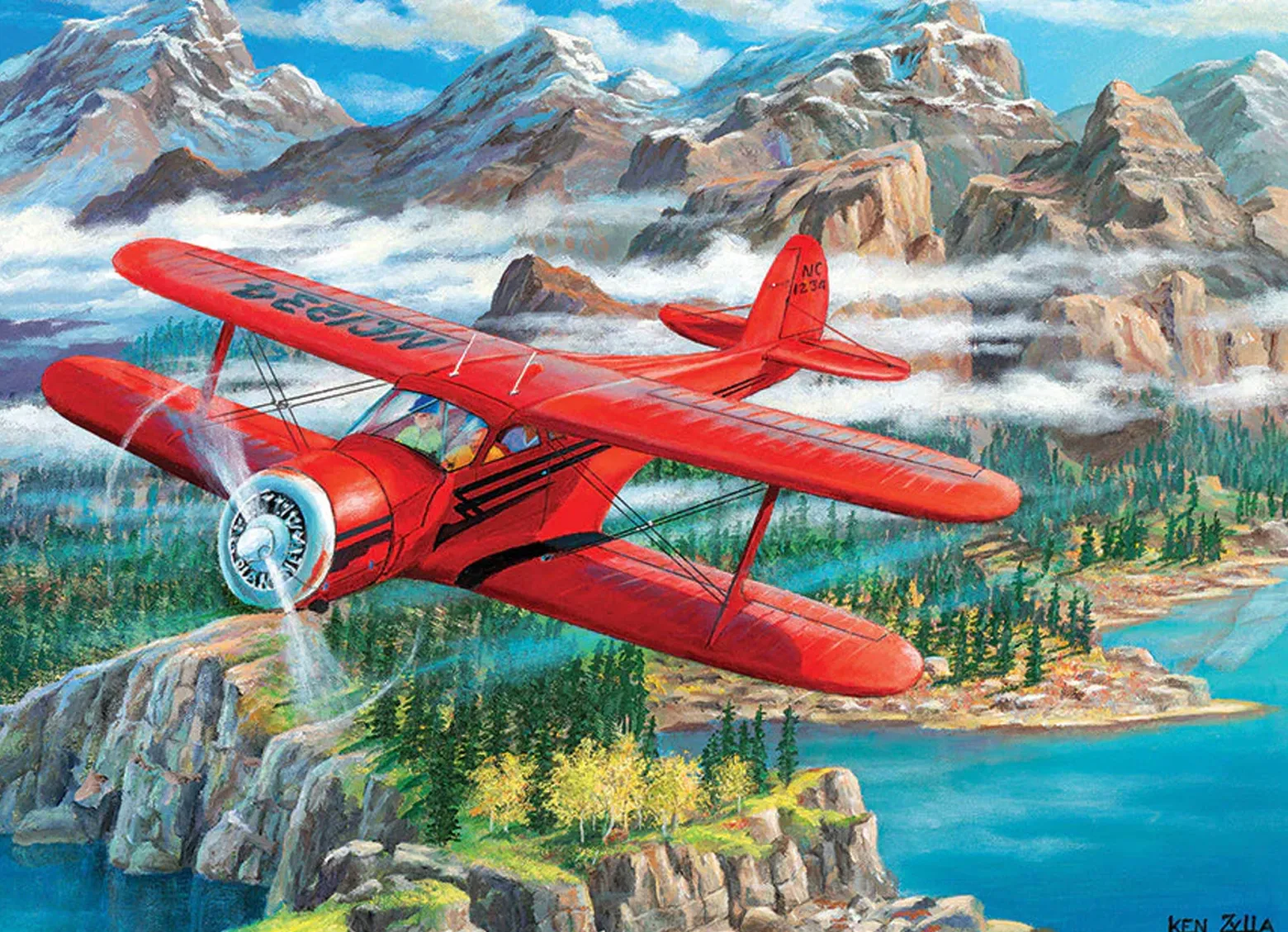 Puzzle 500 el. Dwupłatowiec (Beechcraft Staggerwing)
