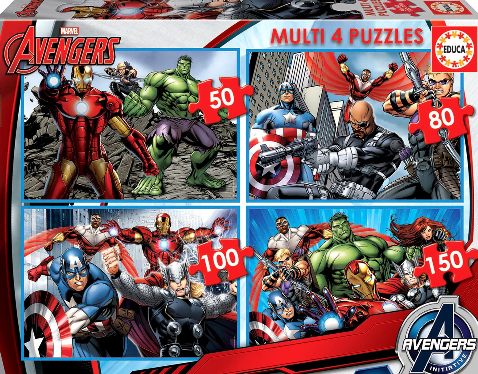 Puzzle 50 el. + 80 el. + 100 el. + 150 el. Avengers