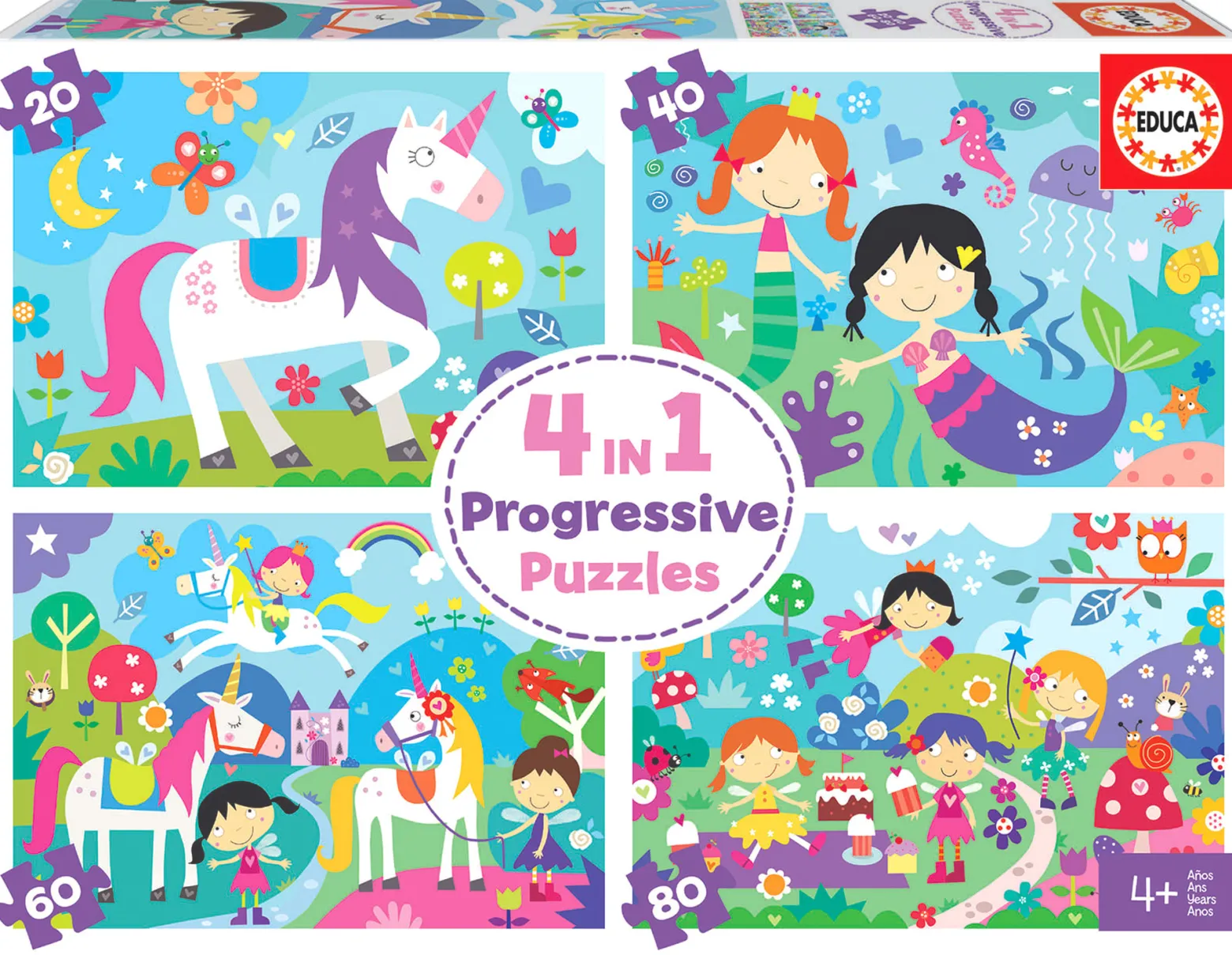 Puzzle 20 el. + 40 el. + 60 el. + 80 el. Bajkowy świat