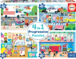 Puzzle 20 el. + 40 el. + 60 el. + 80 el. Bohaterowie w akcji