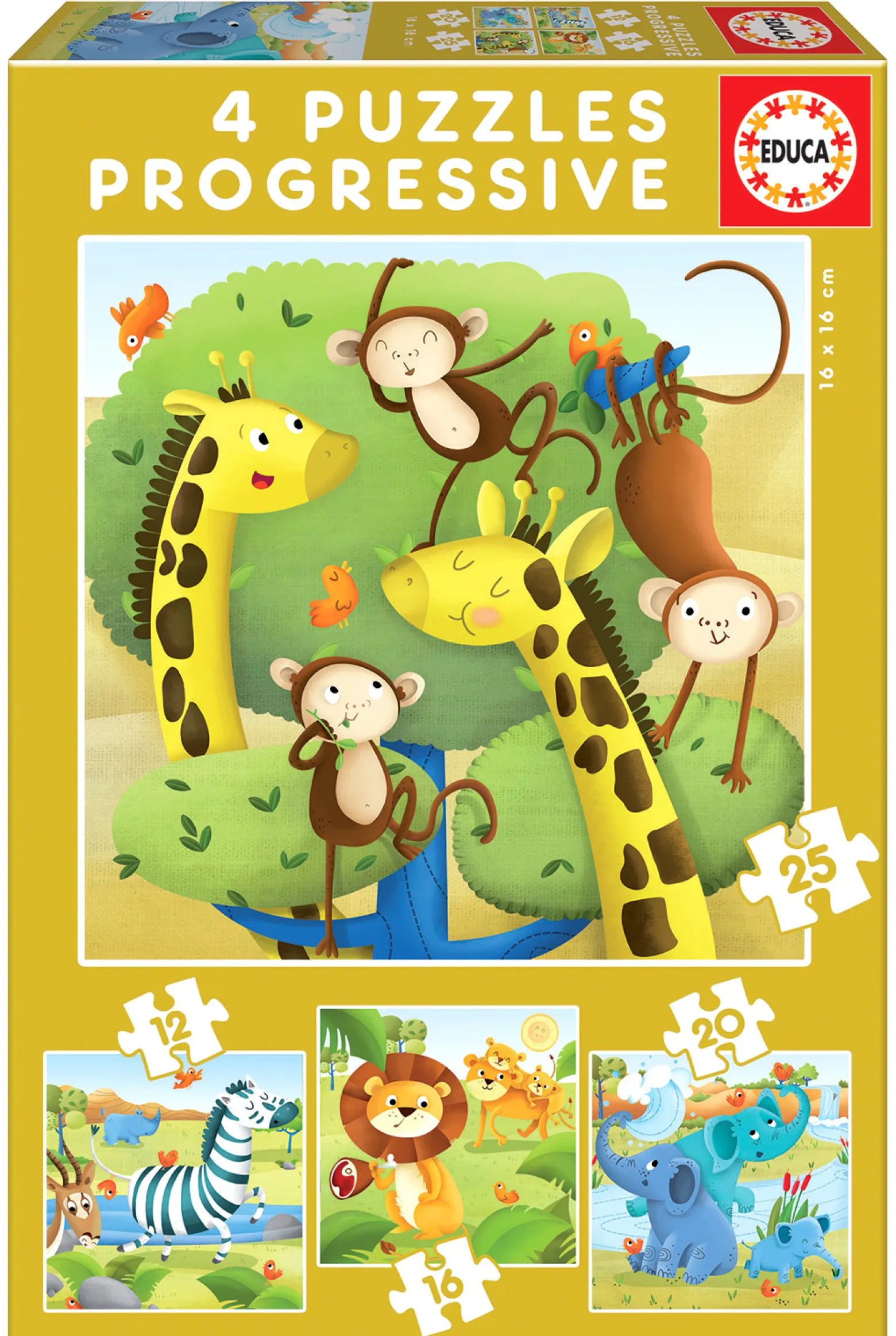 Puzzle 12 el. + 16 el. + 20 el. + 25 el. Dzikie zwierzęta