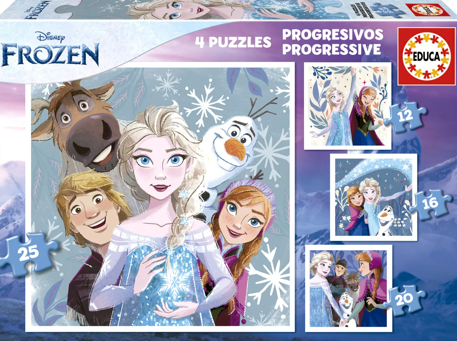 Puzzle 12 el. + 16 el. + 20 el. + 25 el. Kraina Lodu