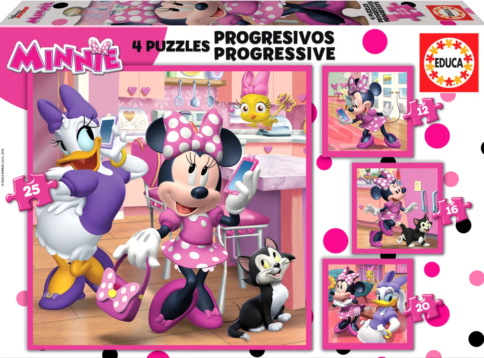 Puzzle 12 el. + 16 el. + 20 el. + 25 el. Myszka Minnie / Daisy