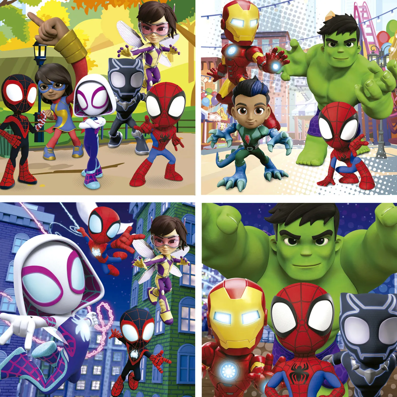 Puzzle 6 el. + 9 el. + 12 el. + 16 el. Spidey i Super-Kumple (walizka)